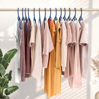 NEATERIZE Thick Heavy Duty Hangers - Navy Plastic Clothes Hangers 12 Pack - Great for Coat Hanger, Jackets Jeans & Suit Hanger for Closet - New Apartment Essentials Percheros Ganchos para Colgar Ropa