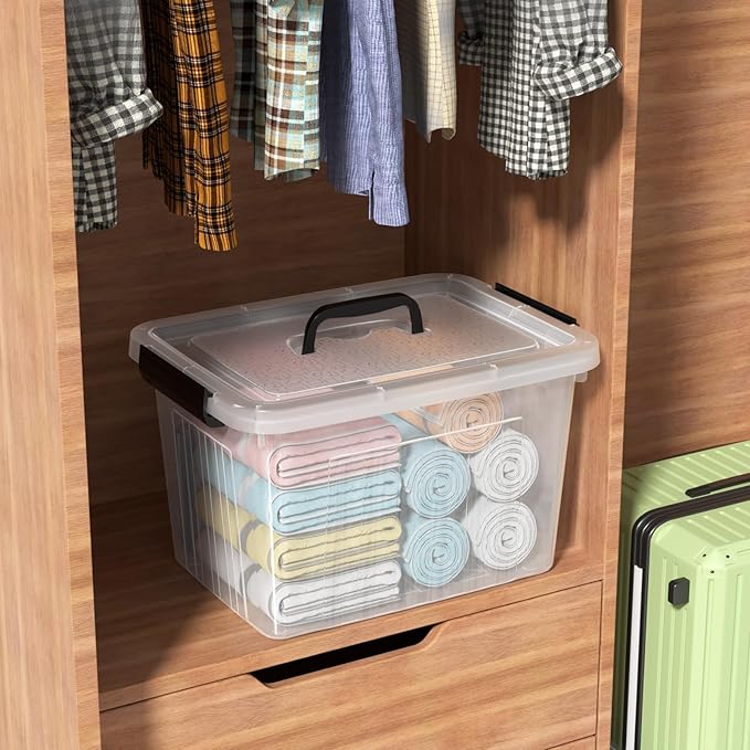 18 Quart Storage Boxes, 4-Pack Clear Plastic Storage Bins with Lids