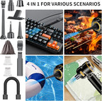 Car Vacuum Cleaner High Power - 22000PA Portable Cars Vacuum 4 in 1 Compressed Air Duster & Air Blower & Pump Hand Held Vacuum Cordless with Brushless Motor for Car Home Office Black