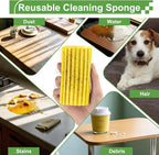 4-Pack Damp Clean Duster Sponge, Sponge Cleaning Brush, Duster for Cleaning Blinds, Glass, Baseboards, Vents, Railings, Mirrors, Window Track Grooves and Faucets, Gray and Yellow