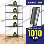Romorgniz 5-Tier Shelf 1010LBS Storage Shelves Adjustable Wire Shelving Metal Shelving Unit Storage Rack for Kitchen Pantry Closet Laundry School Commercial 59.4" Hx21.5 W x13.6 D