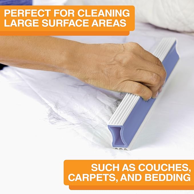 FurDozer Pet Hair Remover & Auto Detailing Tools - Cat & Dog Hair Remover for Carpets, Car Interiors, Couches, Bedding, & Pet Furniture (Purple, X3 MEGA - 10" Long)