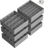 SONGMICS 6 Pack Drawer Organizers, 120 Cells (3x16+3x24), Foldable Dividers, 11.8 x 11.8 x 3.9 Inches, for Socks, Underwear, Ties, Belts, Dove Gray URUS011G02