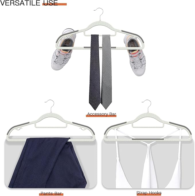 40 Pack Heavy Duty Plastic Hangers, Non Slip Clothes Hangers with Rubber Pads and 360° Hook - Thin Space Saving Hanger, Closet Organizer for Shirt, Pants, Suit, Skirt,Coat - Gray
