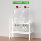 Expandable Cabinet Storage Shelf Stackable Organizer Rack for Kitchen Bathroom Pantry Spice Cupboard Countertop Home Office Desk Heavy Duty Nonslip White Small 2 PACK