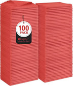 Orighty Cleaning Cloths, Shop Towels 100 Pack, Shop Rags Reusable, Microfiber Cleaning Rags Bulk for Cars, Multi-Purpose Lint Free Towels for Automotive, Mechanic, Kitchen, 11.5’’ x 11.5’’, Red
