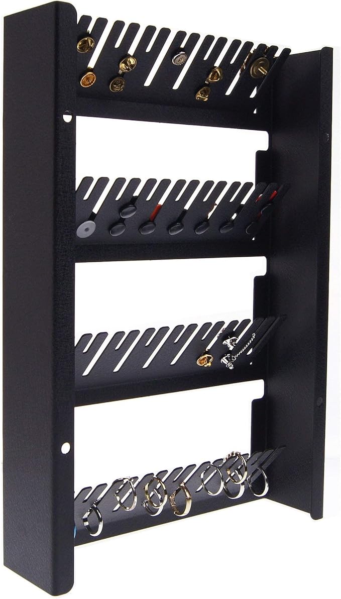 Angelynn's Wall Mounted Large Statement Finger Ring Holder Display, Cufflink/Cuff Link Storage, Hanging Closet Body Jewelry Organizer Men and Women, Jaymes Rubbed Bronze 9" x13 1/4"