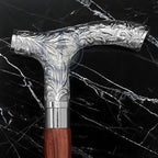Deluxe Walking Sticks | Rosewood Crafted Cane with Solid Brass Chrome Decorative Bars | Nagina International