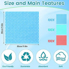 300 Pcs Disposable Dish Cloths, Reusable Cleaning Cloths and Towels, Highly Absorbent Wipes and Rags for Kitchen, Home, Office (Red, Blue, Green)