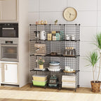 12-Cube Storage Organizer, Metal Wire Cube Shelving Unit, 11.8" L x 11.8" W x 11.8" H, Modular Grid Bookshelf for Closet, Bedroom, Office, Black ATTJL12B