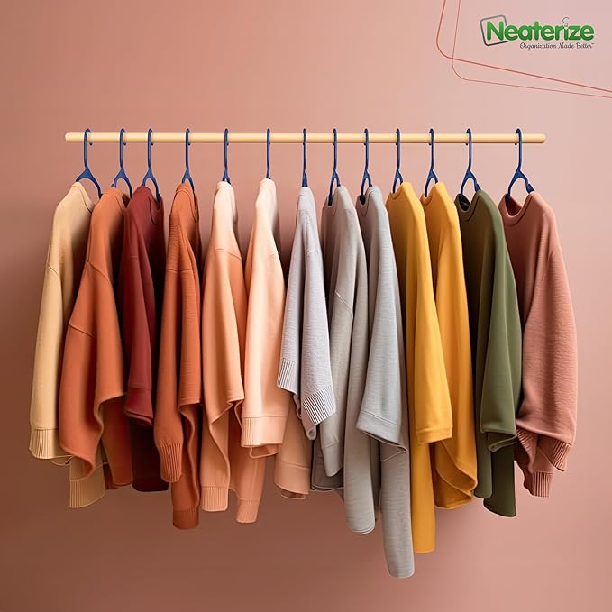 NEATERIZE Clothes Hangers Plastic 20 Pack for Adults - Plastic Hangers, The Perfect Coat Hanger and Space Saving Clothes Hangers for Closet, Percheros Ganchos para Colgar Ropa Hangars - Navy Hangers