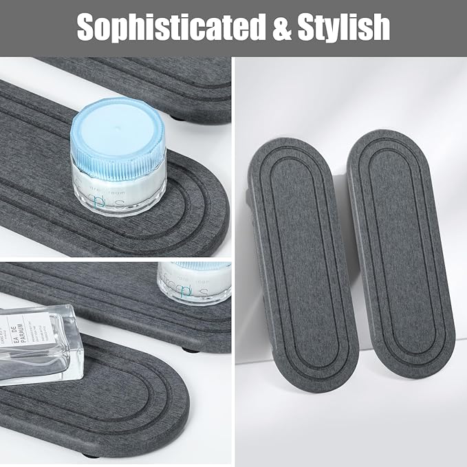 2PCS Water Absorbing Stone Tray, Fast Drying Diatomite Stone Sink Tray, Water Absorbent Diatomite Coasters, Stones Soap Trays for Kitchen Sink, Bathroom Counter Hand Soap Dish Toothbrush Holders