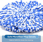4 Pack RinseClean Spin Mop Replacement Head Spin Mop Refills Compatible with O Ceda RinseClean Dual System, Microfiber Mop Easy Cleaning Floor Head Mo-p for Floor Cleaning RinseClean 2 Tank System