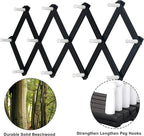 Dseap Accordian Wall Hanger: 16” High Wooden Wall Expandable Coat Rack, Hat Rack Holder, Accordion Hook for Baseball Caps, Coats, Mugs, 13 Peg Hooks, Black & White