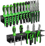 Screwdrivers Pliers Holder Wall Mount, Heavy Duty Metal Utility Storage Rack for Pliers Small Tools, Screw Driver Organizer Suitable Garages Homes Workshops Sheds (23 holes 2PC)