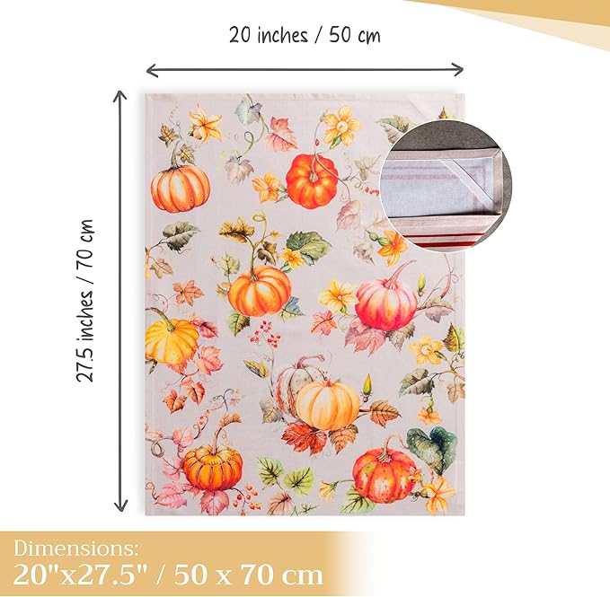 Maison d' Hermine Kitchen Towels Set of 3 100% Cotton 27.50" x 20" Reusable Cloth Tea Dish Towels Absorbent with Hanging Loop for Kitchen, Home, Dining, Cocktail Parties (Potiron)