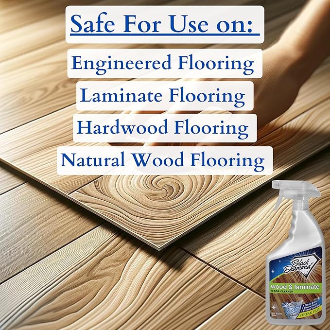 Black Diamond Stoneworks Wood, Laminate, Hardwood & Luxury Vinyl Floor Cleaner Spray – Multi-Purpose Mopping Solution for a Streak-Free Clean (32 Fl Oz)