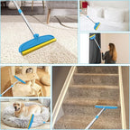 Carpet Rake for Dog Hair Remover: 2 in 1 Reusable Pet Hair Remover – 60‘’ Adjustable Long Handle Carpet Removal Tool for Dog Cat Human Hair – Carpet Scrape Cleaning for Rug Couch Bed