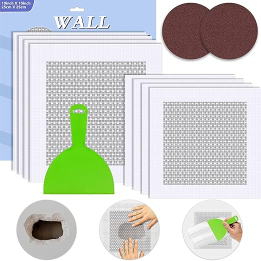 Dry Wall Repair Kit Upgraded Size, 8 Psc 10/8 Inch Self-Adhesive Aluminum Drywall Patch Kit