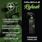 Molecule Refresh Spray | Performance Apparel Care | Cleans and Deodorizes Racing Suites & Technical Fabrics | Signature Fresh Scent | 4 Ounces