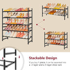 Tajsoon Expandable Shoe Rack for Closet 5 Tier, 29“-41“Adjustable & Stackable Shoe Shelf Storage, Metal Shoe Rack Organizer for Front Door Entrance, Closet, Garage, Entryway, Black