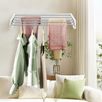 Wall Mounted Clothes Drying Rack 32 inches,Foldbale Laundry Drying Rack Wall Mount,Drying Rack Clothing Space Saver,Retractable,Collapsible,Folding Laundry Rack,White