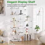 C&AHOME Cube Storage Organizer, 12-Cube Closet Cabinet Organizer, DIY Cube Shelf, Plastic Stackable Bookshelf, Modular Shelving Units Ideal for Home, Office, 36.6" L x 12.4" W x 48.4" H White SHS3012A