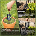 RESTMO 3-in-1 Heavy Duty Gardening Tools Kit, Premium Carbon Steel Garden Hand Tools with Ergonomic Wooden Handle Includes Trowel, Transplanter, and Cultivator, Ideal Gardening Gifts for Gardener