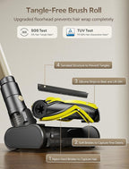 Ultenic Cordless Vacuum Cleaner, 600W 60KPA 65min Runtime, Stick Vacuum with Green Light, Self-Standing & 180° Lay-Flat, Anti-Tangled Brush, Vacuum Cleaners for Home/Hard Floor/Carpet/Pet Hair, U15