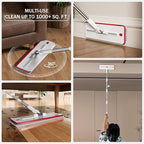 Mop and Bucket Set, Flat Mop and Bucket System with Separate Dirty and Clean Water, 3-Compartment Wall Cleaner Mop, Flat Mops for Floor Cleaning with 8 Microfiber Pads