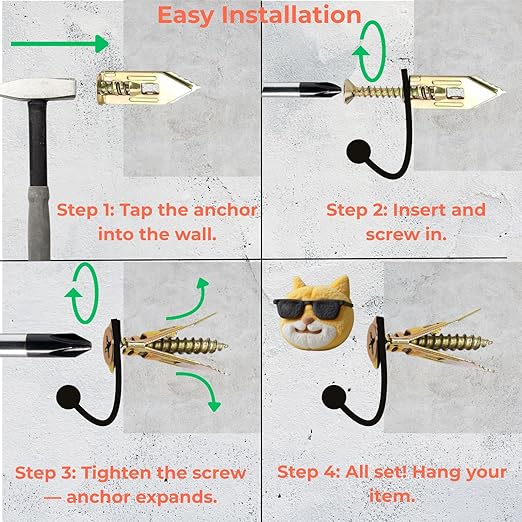 221Pcs Self Drilling Drywall Anchors Kit with Screws, Ceiling Hooks & Magnetic Wristband -No Drill Needed, Reusable Anchors for TV, Shelves, Cabinets - Zinc Plated Steel & Stainless Drywall Repair Kit