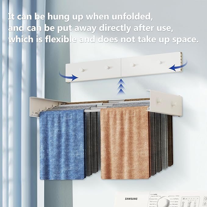 Wall Mounted Drying Rack,28 Inch,Clothes Drying Rack Wall Mounted,Foldable,Retractable,Collapsible Drying Raks for Laundry