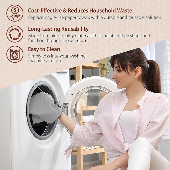 H4N Microfiber Cleaning Cloth Roll, 85 Pack Tear Away Towels, Lint Free, Absorbent, Streak Free, Non-Abrasive, Reusable and Washable Dish Rags for Car and Household Supplies, 11.81x11.81 Inches (Gray)