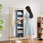 Hanging Closet Organizer and Storage 6-Shelf, Easy Mount Foldable Hanging Closet Wardrobe Shelves, Clothes Handbag Shoes Accessories Storage, Washable Oxford Cloth Fabric, Grey