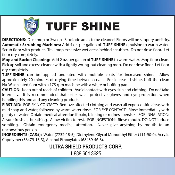 ULTRASHIELD ULTRA SHIELD TUFF-SHINE Clean Enhance and Protects Multi Surface Cleaner Floor Cleaner and Polish | Vinyl Floor Cleaner | Rejuvenate Floor | Laminate Floor Polish (1 Quartz Bottle)