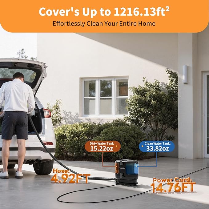 Miniboo Carpet Cleaner, Compact & Powerful Upholstery Cleaner Machine,Portable Spot with 360°Wheels, 1.3-inch Deep Stain Small Rug Cleaner for Car, Stairs, Couches