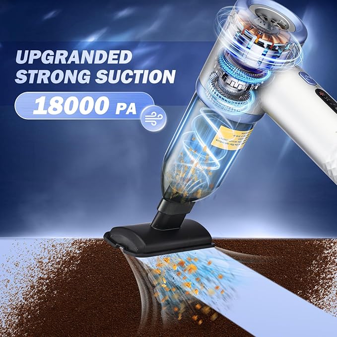 Mini Vacuum Cleaner, 3 in 1 Cordless Handheld Vacuum Cleaners, 18000Pa High Power Car Vacuum Cleaner with Brushless Motor,Adjustable Car Vaccum Portable Cordless for Cars,Desktop-DBS03 Blue