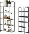 Crofy No Assembly Folding Bookshelf for Living Room, 5 Tier Black Collapsible Book Shelf for Home Office, Portable Bookcase Storage Organizer