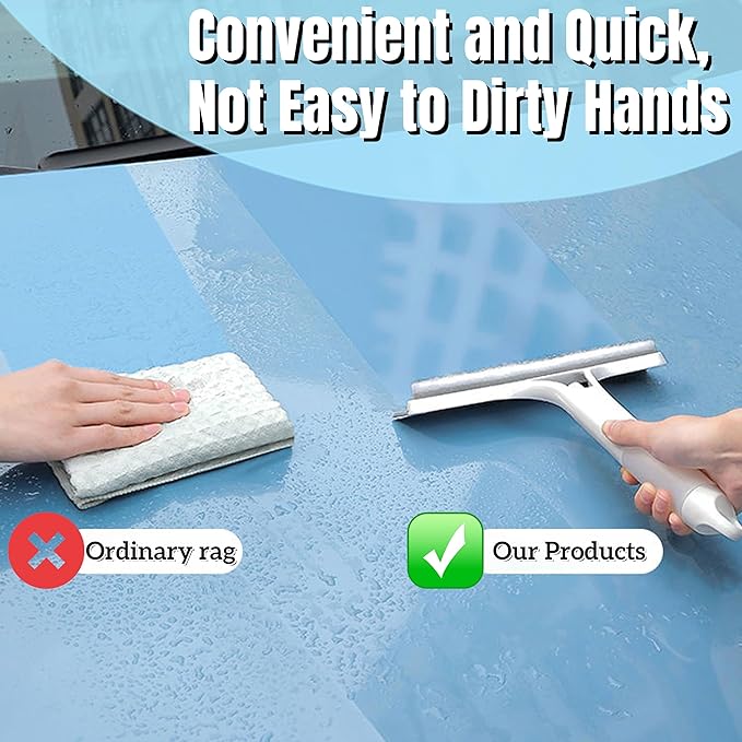 2 Pack 3 in 1 Window Cleaning Scraper, 3 in 1 Spray Squeegee, Window Squeegee Cleaner Tool with Built-in Spray Bottle and 4 Replaceable Sponges for Car Home Windows Glass and Tiles Etc