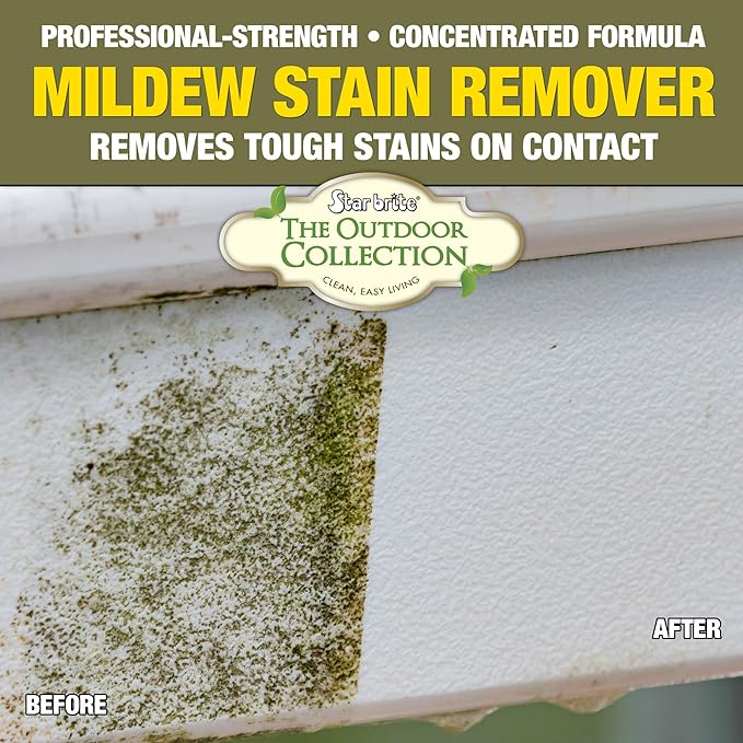 STAR RBITE O/C Mildew Stain Remover - Professional Strength, Quick-Acting, Multi-Surface Cleaner for Outdoor Furniture, Vinyl, and Grout - 1 Gallon (054400)