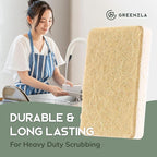 Greenzla Kitchen Sponges, Odor Free Plant-Based Dish Sponges, Non-Scratch Sisal Hemp Scouring Pads for Dishes, Countertops, Bathtubs, and Tiles, 6 Pack