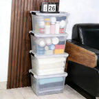 Zopnny 25 Quart Clear Storage Bin with Handle, Plastic Storage Latch Box with Lid, 4 Pack