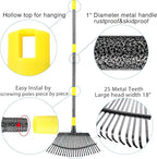 Rake for Leaves, 25 Tines 18" Wide Large Leaf Rake Heavy Duty for Lawns 6ft, Adjustable Lawn Yard Adult Kids Metal Garden Rake for Chicken Coop, Shrub, Pine Needle, Camping