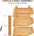2-Pack Plate Organizer for Cabinet - Bamboo Corner Shelf for Kitchen or Bathroom Storage, Space-Saving Rack for Dishes, Countertop, Cabinet, Pantry - Organization & Housewarming Gift