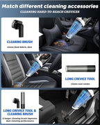 Handheld Vacuum Cordless, Car Vacuum Cleaner with Powerful Suction, 2 Modes Mini Hand Vacuum, Dry & Wet, LED Light, Portable Vacuum for Car Pet Hair, Home, Office, Keyboards White Sliver