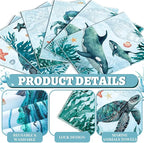 36 Count Reusable Cleaning Cloths Washable Cotton Kitchen Towels for Home(Sea Animals Style,Blue)
