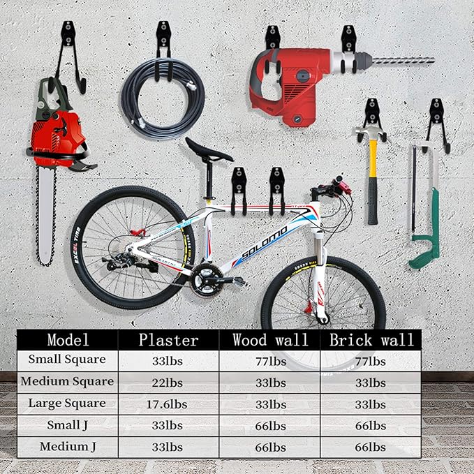 Garage Hooks Heavy Duty 14 Pack, Steel Garage Storage Hooks, Tool Hangers for Garage Wall Utility Wall Mount Garage Hooks and Hangers with Anti-slip Coating for Garden Tools, Ladders, Bulky Items