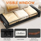 SpaceHacks Under Bed Storage with Wheels 1Pack Storage Containers with Clear Window&Label Under Bed Drawers Rolling Under Bed Storage for Clothes,Shoes, Blankets (30.71 x 16.93 x 6.69 in, Black)