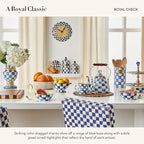 MACKENZIE-CHILDS Sweets Jar with Enamel Lid, Small Glass Cookie Jar or Kitchen Jar, 0.5-Gallon Capacity, Blue-and-White Royal Check