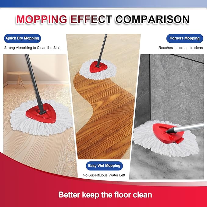 Mop Replacement Head for O Cedar Spin Mop 1 Tank System, 4 Head with 3 Mop Replace Head & One Scrub Brush Head,Microfiber Spin Mop Refills and Floor Scrubber Mop Replace